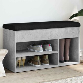 Schoenenbank 82x32x45,5 cm bewerkt hout betongrijs 1