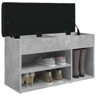 Schoenenbank 82x32x45,5 cm bewerkt hout betongrijs 4