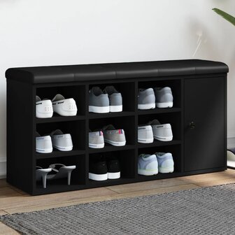 Schoenenbank 102x32x50 cm bewerkt hout zwart 1