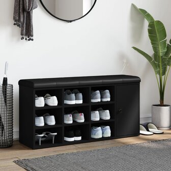 Schoenenbank 102x32x50 cm bewerkt hout zwart 3
