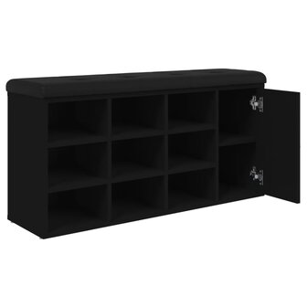 Schoenenbank 102x32x50 cm bewerkt hout zwart 8