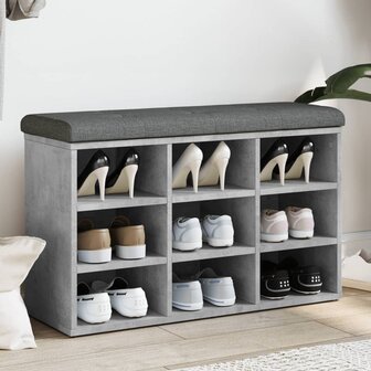 Schoenenbank 82x32x50 cm bewerkt hout betongrijs 1