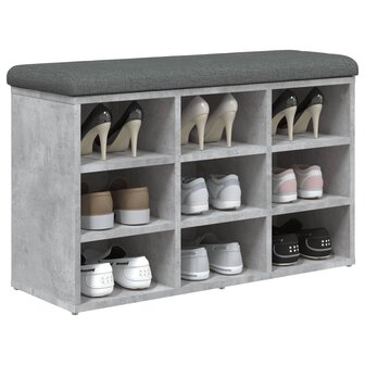 Schoenenbank 82x32x50 cm bewerkt hout betongrijs 4