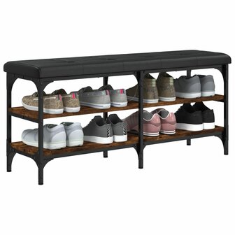Schoenenbank 102x32x47 cm bewerkt hout gerookt eikenkleurig 4