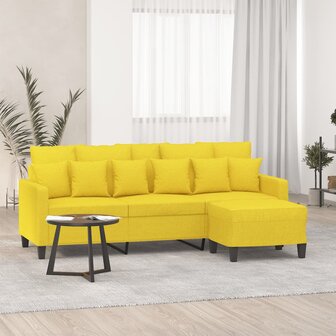 Driezitsbank met voetenbank 180 cm stof lichtgeel 1