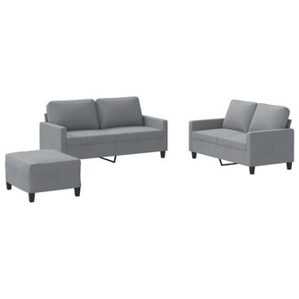 3-delige Loungeset met kussens stof lichtgrijs 2