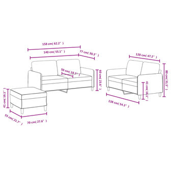 3-delige Loungeset fluweel lichtgrijs 9