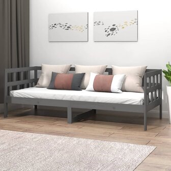 Slaapbank massief grenenhout grijs 80x200 cm 1