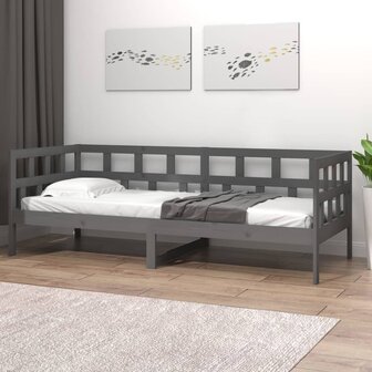 Slaapbank massief grenenhout grijs 80x200 cm 4
