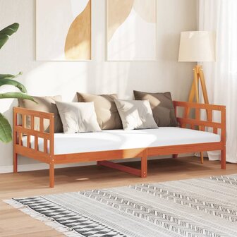 Slaapbank zonder matras 90x190 cm massief grenenhout wasbruin 1