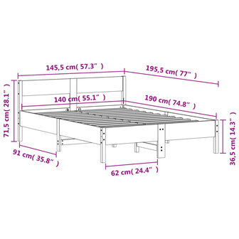 Bed met matras massief grenenhout wasbruin 140x190 cm 9