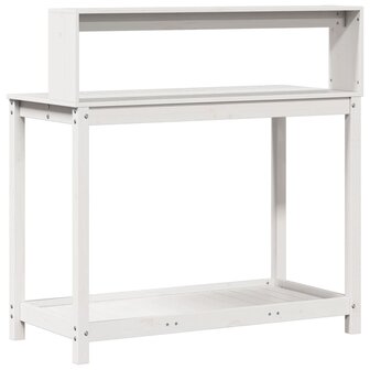 Oppottafel met schappen 108x50x109,5 cm massief grenenhout wit 7