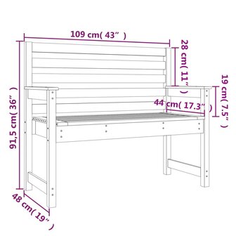 Tuinbank 109x48x91,5 cm massief grenenhout honingbruin 7