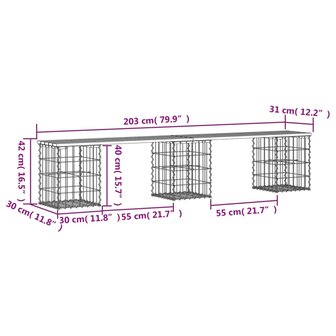 Tuinbank schanskorfontwerp 203x31x42 cm ge&iuml;mpregneerd hout 8