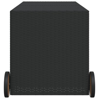 Tuinbox met wielen 283 L poly rattan zwart 5