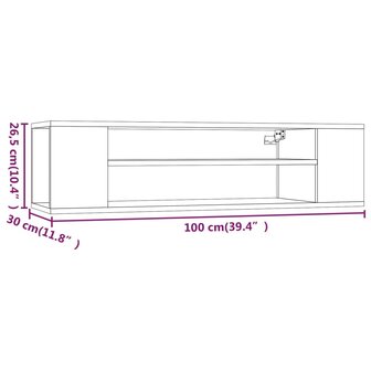 Tv-hangmeubel 100x30x26,5 cm bewerkt hout grijs sonoma eiken 8