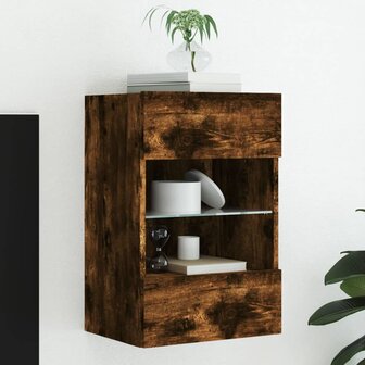 Tv-wandmeubel met LED-verlichting 40x30x60,5 cm gerookt eiken 1