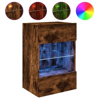 Tv-wandmeubel met LED-verlichting 40x30x60,5 cm gerookt eiken 2