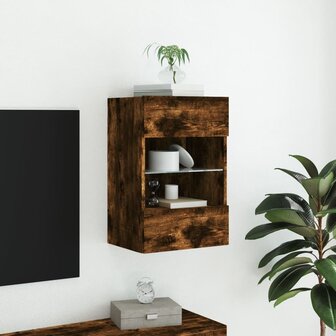 Tv-wandmeubel met LED-verlichting 40x30x60,5 cm gerookt eiken 5
