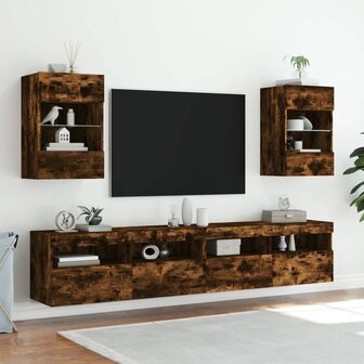 Tv-wandmeubel met LED-verlichting 40x30x60,5 cm gerookt eiken 6