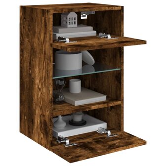 Tv-wandmeubel met LED-verlichting 40x30x60,5 cm gerookt eiken 7
