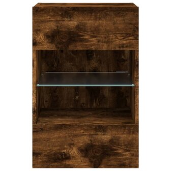 Tv-wandmeubel met LED-verlichting 40x30x60,5 cm gerookt eiken 9