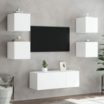 Tv-wandmeubel met LED-verlichting 100x35x30 cm wit 6