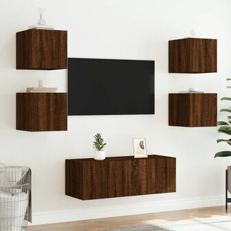 Tv-wandmeubel met LED-verlichting 30,5x35x30 cm bruineiken 6