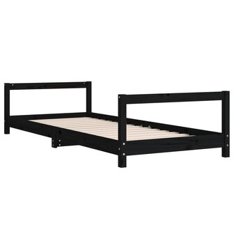 Kinderbedframe 90x200 cm massief grenenhout zwart 3
