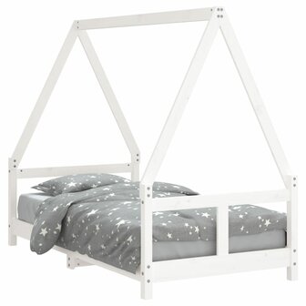 Kinderbedframe 80x160 cm massief grenenhout wit 2