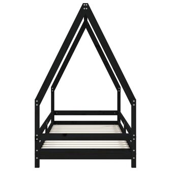 Kinderbedframe 90x200 cm massief grenenhout zwart 4