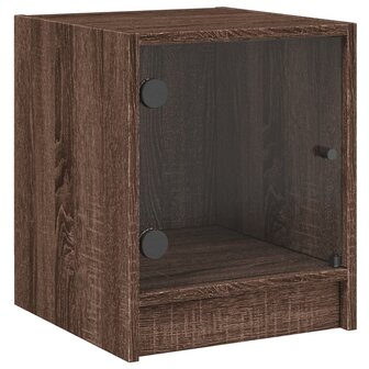 Nachtkastje met glazen deur 35x37x42 cm bruin eikenkleur 2
