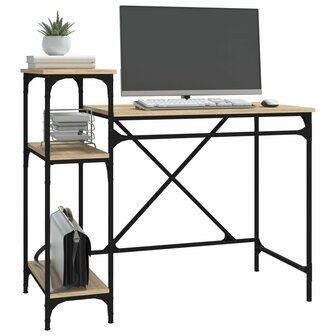 Bureau schappen 105x50x90 bewerkt hout en ijzer sonoma eiken 4