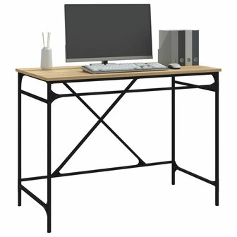 Bureau 100x50x75 cm bewerkt hout en ijzer sonoma eikenkleurig 4