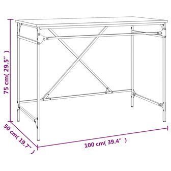 Bureau 100x50x75 cm bewerkt hout en ijzer sonoma eikenkleurig 9