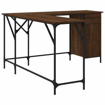 Bureau 141x141x75 cm bewerkt hout bruin eikenkleur 6