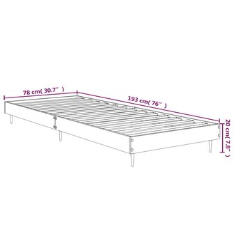 Bedframe zonder matras hout gerookt eikenkleurig 75x190 cm 9