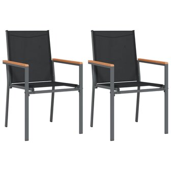 Tuinstoelen 2 st 55x61,5x90 cm textileen en staal zwart 2