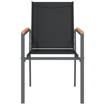 Tuinstoelen 2 st 55x61,5x90 cm textileen en staal zwart 4