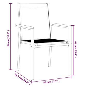 Tuinstoelen 2 st 55x61,5x90 cm textileen en staal zwart 8