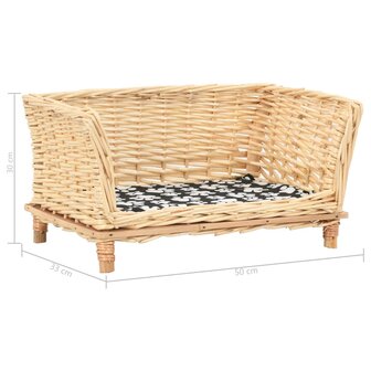 Hondenmand met kussen 50x33x30 cm natuurlijk wilgen 6