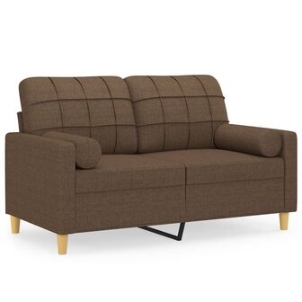 Tweezitsbank met sierkussens 120 cm stof bruin 2