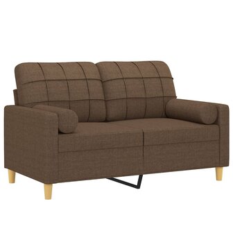 Tweezitsbank met sierkussens 120 cm stof bruin 3