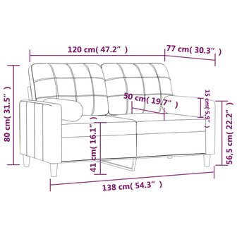 Tweezitsbank met sierkussens 120 cm stof bruin 8