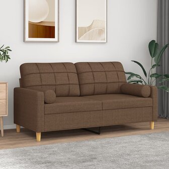 Tweezitsbank met sierkussens 140 cm stof bruin 1