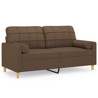 Tweezitsbank met sierkussens 140 cm stof bruin 2
