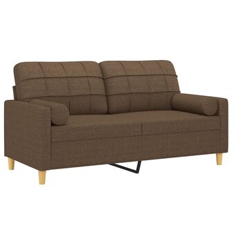 Tweezitsbank met sierkussens 140 cm stof bruin 3