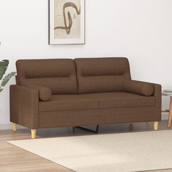 Tweezitsbank met sierkussens 140 cm stof bruin 1