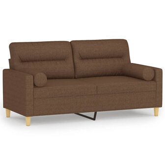 Tweezitsbank met sierkussens 140 cm stof bruin 2