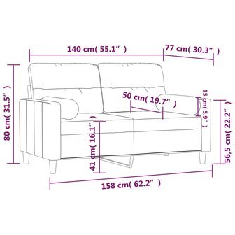 Tweezitsbank met sierkussens 140 cm stof bruin 8